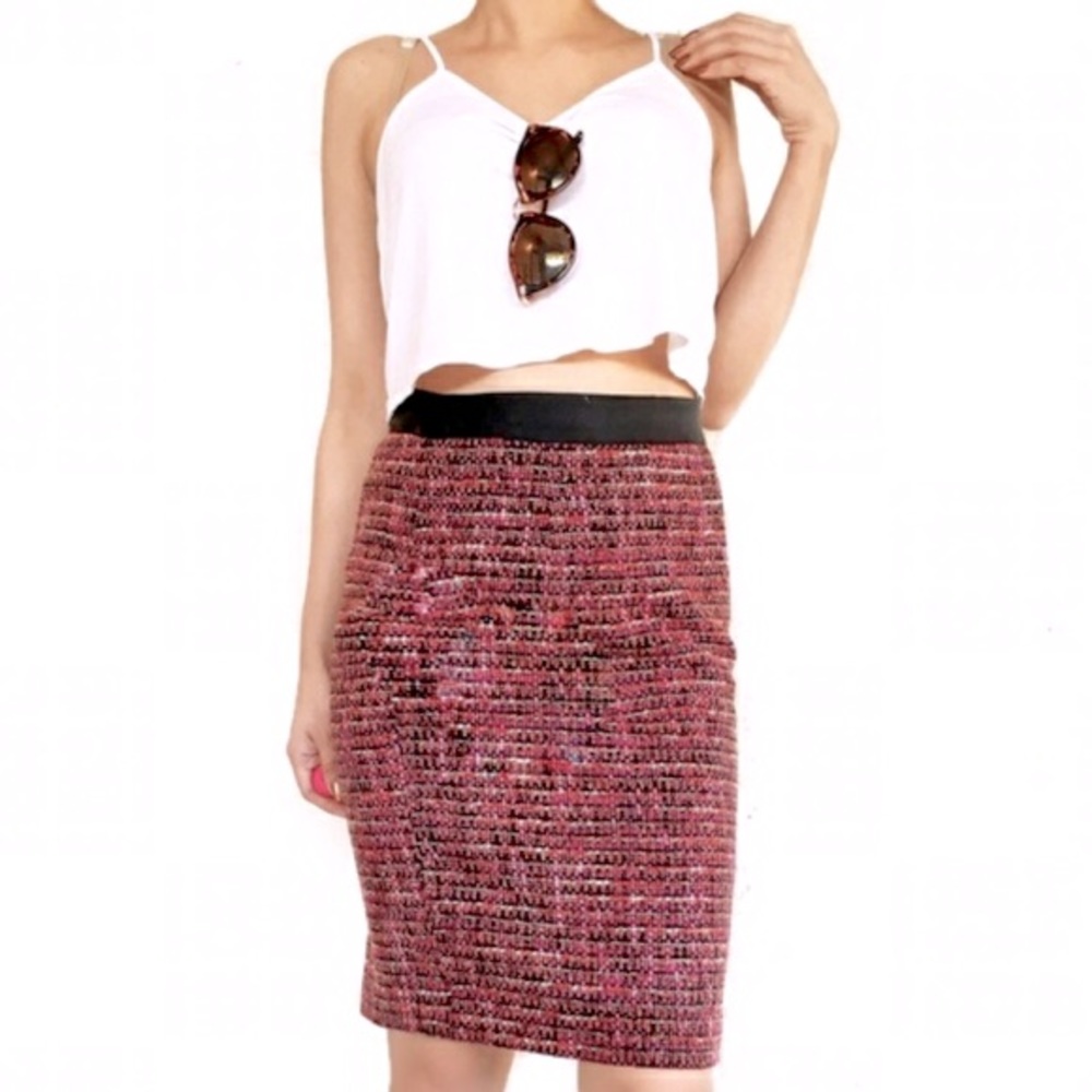 NWOT Boden Pink Tweed Pencil Skirt, 8R